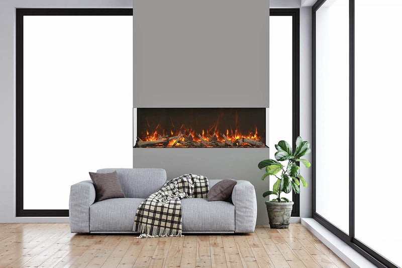 Amantii 72" 3-Sided Tall Deep Indoor or Outdoor Electric Fireplace, with custom choice Media Kit