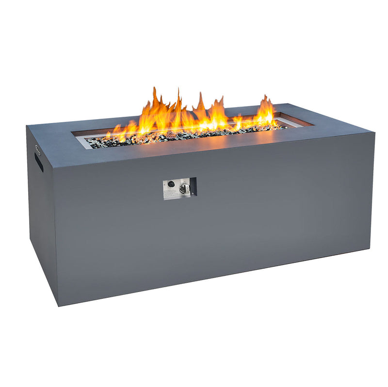 Paramount 49" Concrete Look Aluminum Fire Table, Tall Rectangle