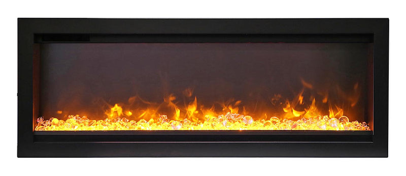 Remii 42" Wall-Mount Electric Fireplace - built-in with glass and black steel surround