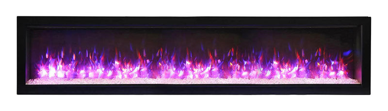Remii 74" Wall-Mount Electric Fireplace - built-in with glass and black steel surround