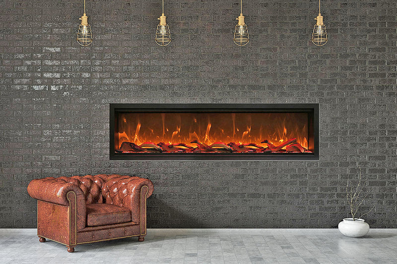 Amantii 74" Symmetry Series Tall Electric Built-In Fireplace, with log and glass