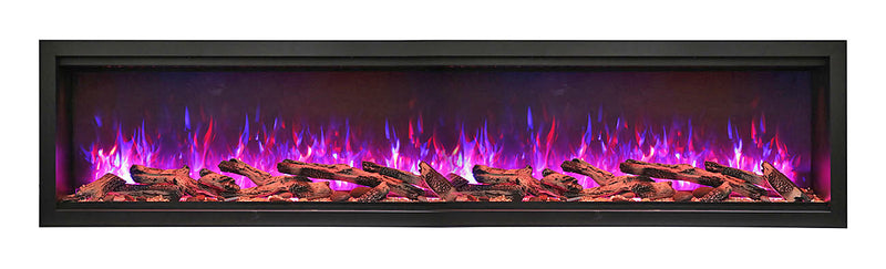 Amantii 88" Symmetry Series Tall Electric Built-In Fireplace, with log and glass