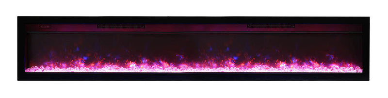 Remii 88" Wall-Mount Electric Fireplace - built-in with glass and black steel surround