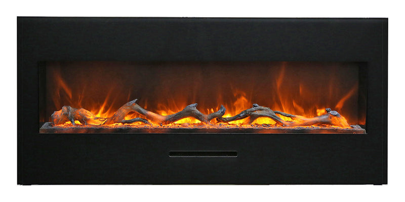 Amantii 50" Wall-Mount Electric Fireplace with Log Set and Glass Surround