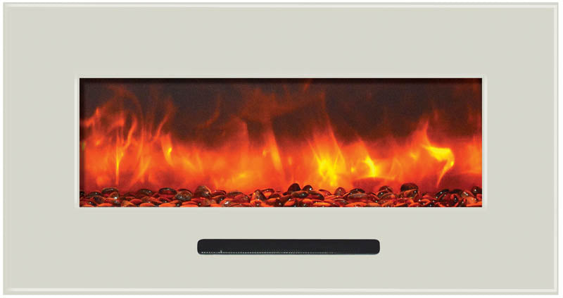 Amantii 34" Wall-Mount Electric Fireplace with Log Set and Glass Surround