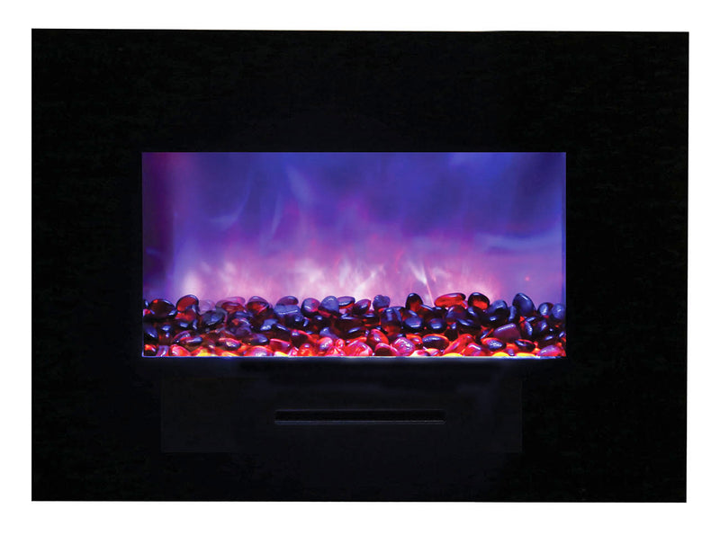 Amantii 26" Wall-Mount Electric Fireplace with Log Set and Glass Surround