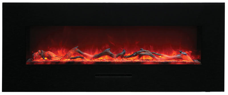 Amantii 48" Wall-Mount Electric Fireplace with Log Set and Glass Surround