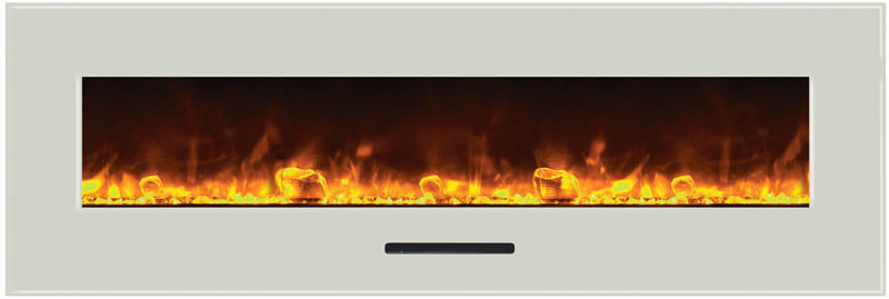 70" x 23" White Fireplace Glass Surround For WM-FM-60-7023-BG